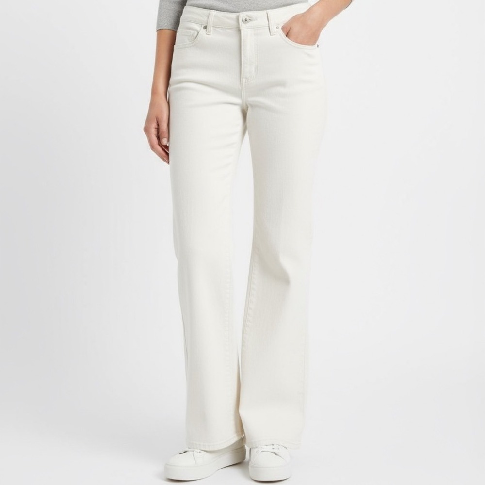 Cabi Wide Leg Stretch White Women' Denim Casual Jeans‎ Size 8